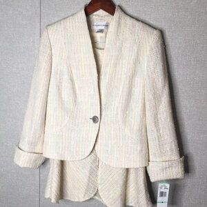 Vintage NWT Jones New York Skirt Suit Cactus Flower Kaki Multicolored 2 pc